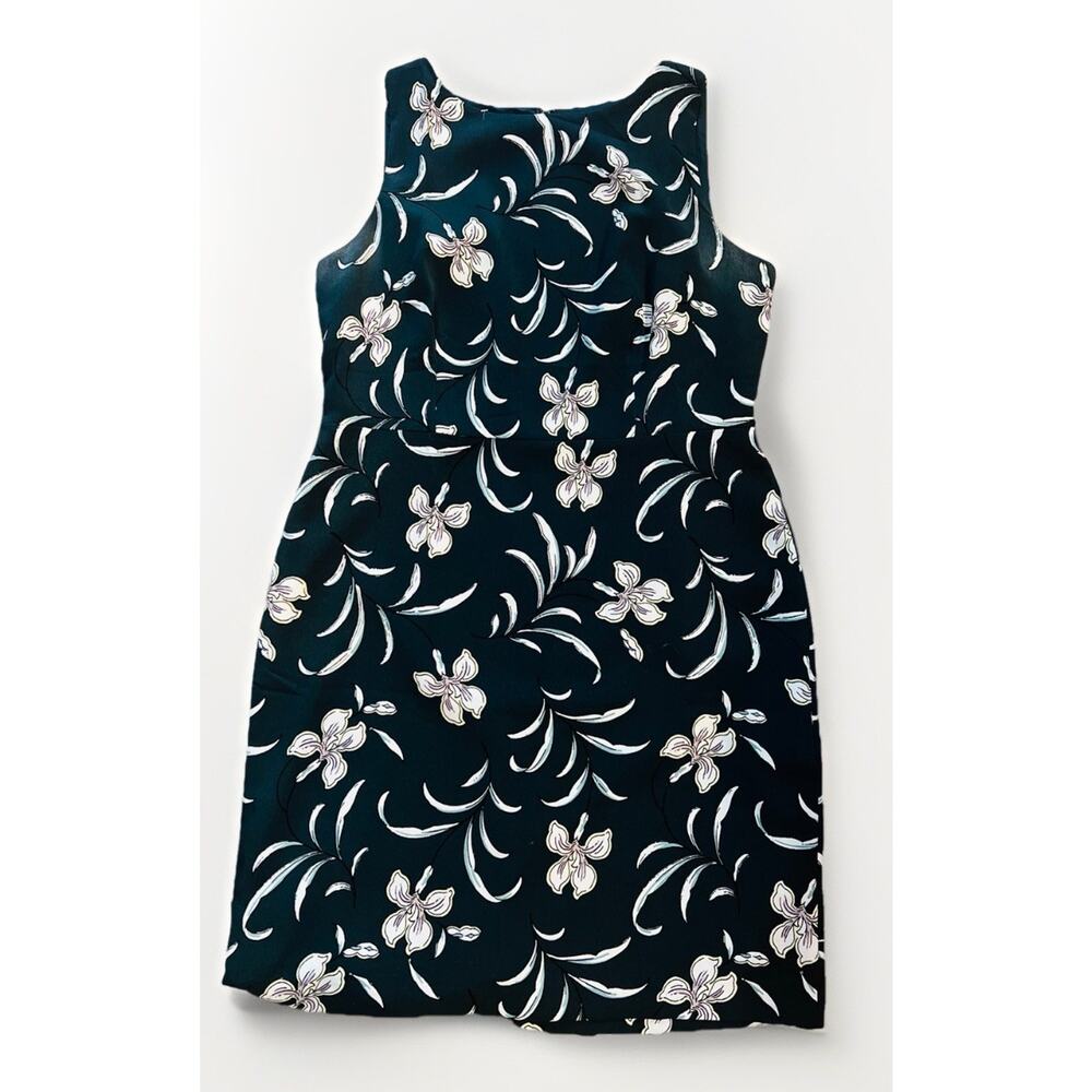 Ann Taylor Navy Blue Floral Dress Size 16 Sleeveless Lined Cocktail Reception - Picture 1 of 7